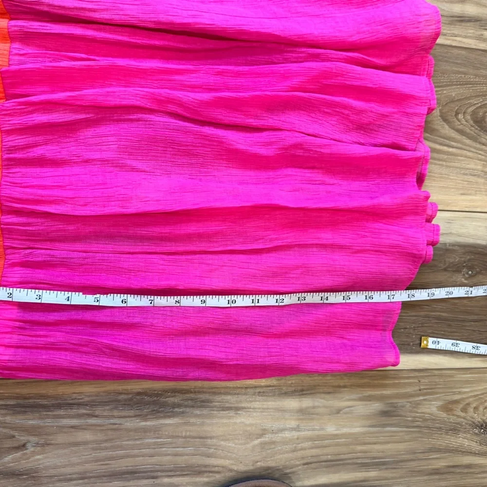 Flying Tomato Pink Orange Colorblock V neck Maxi Dress with Belt Medium NWT - Picture 8 of 10